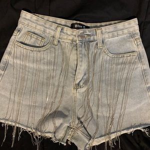 Blue B rhinestone shorts size medium